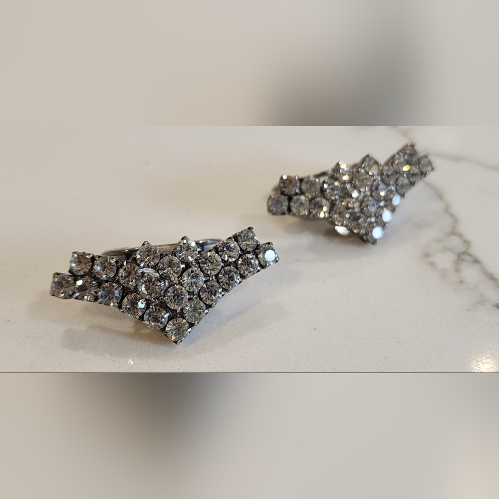 Glamorous Vintage Musi Silver Pavé Crystal Shoe Clips